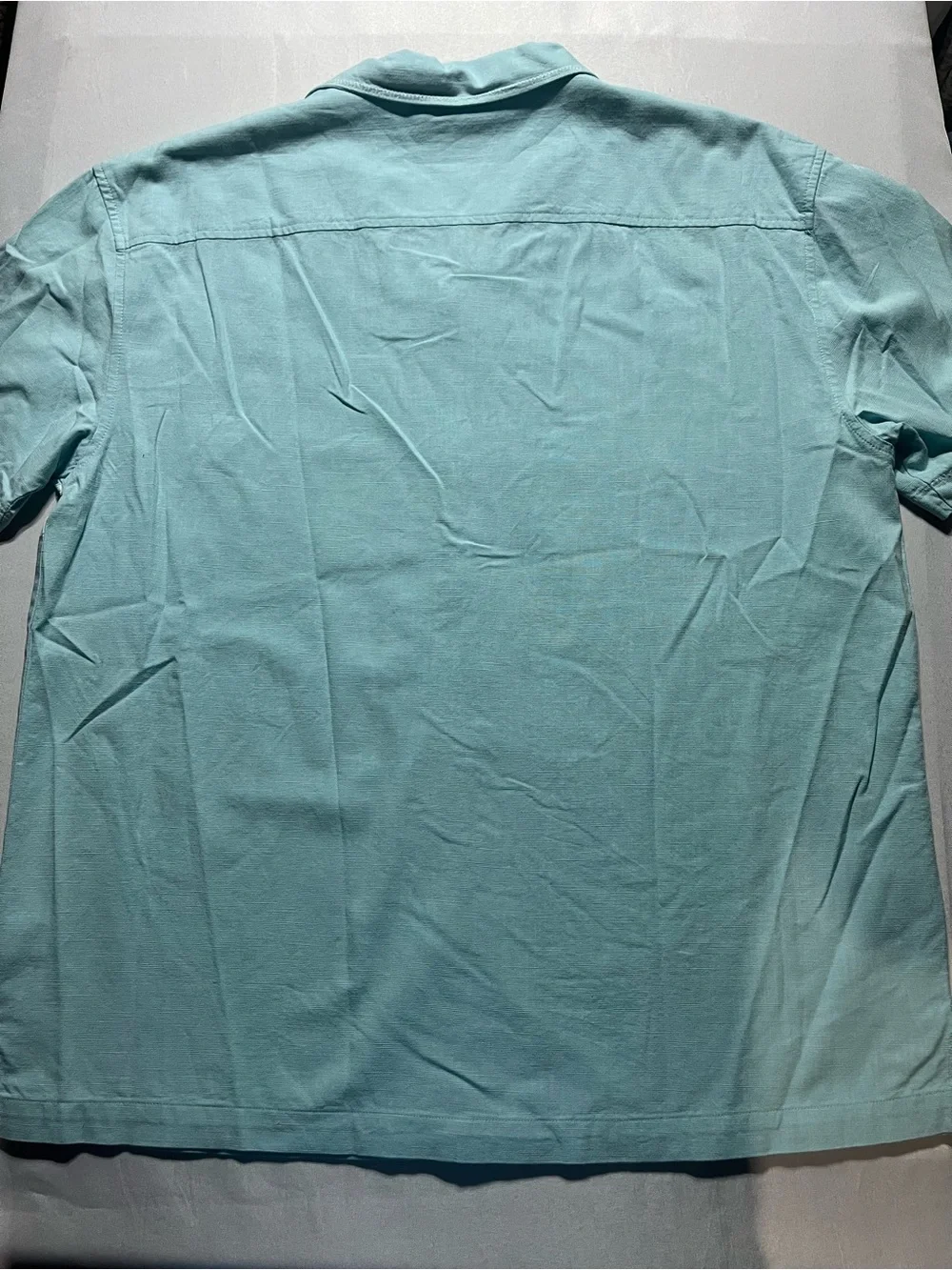 Goodfellow & Co Men’s Large Aqua Blue Tropical Button-Down Short Sleeve Shirt - Picture 7 of 7